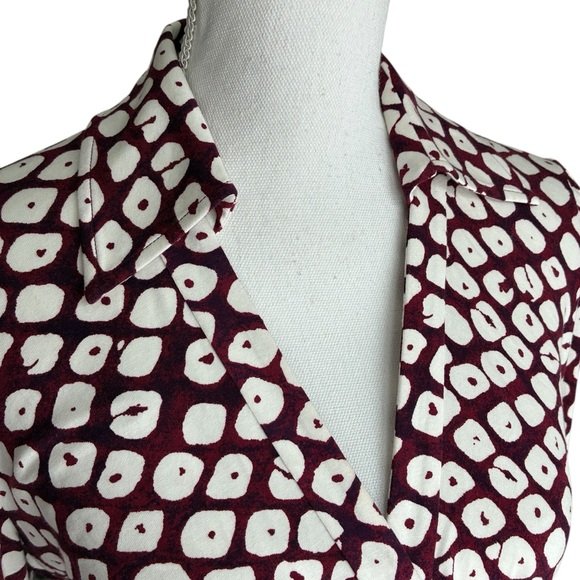 Diane Von Furstenberg Burgundy & White Printed Twist Waist Dress Medium - Picture 5 of 12
